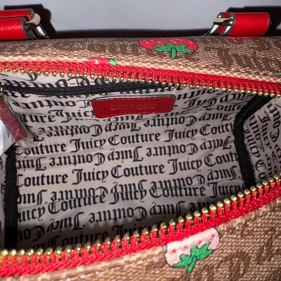 Juicy Couture Strawberry Satchel Freshly Picked Chestnut Brown Red - Picture 3 of 9